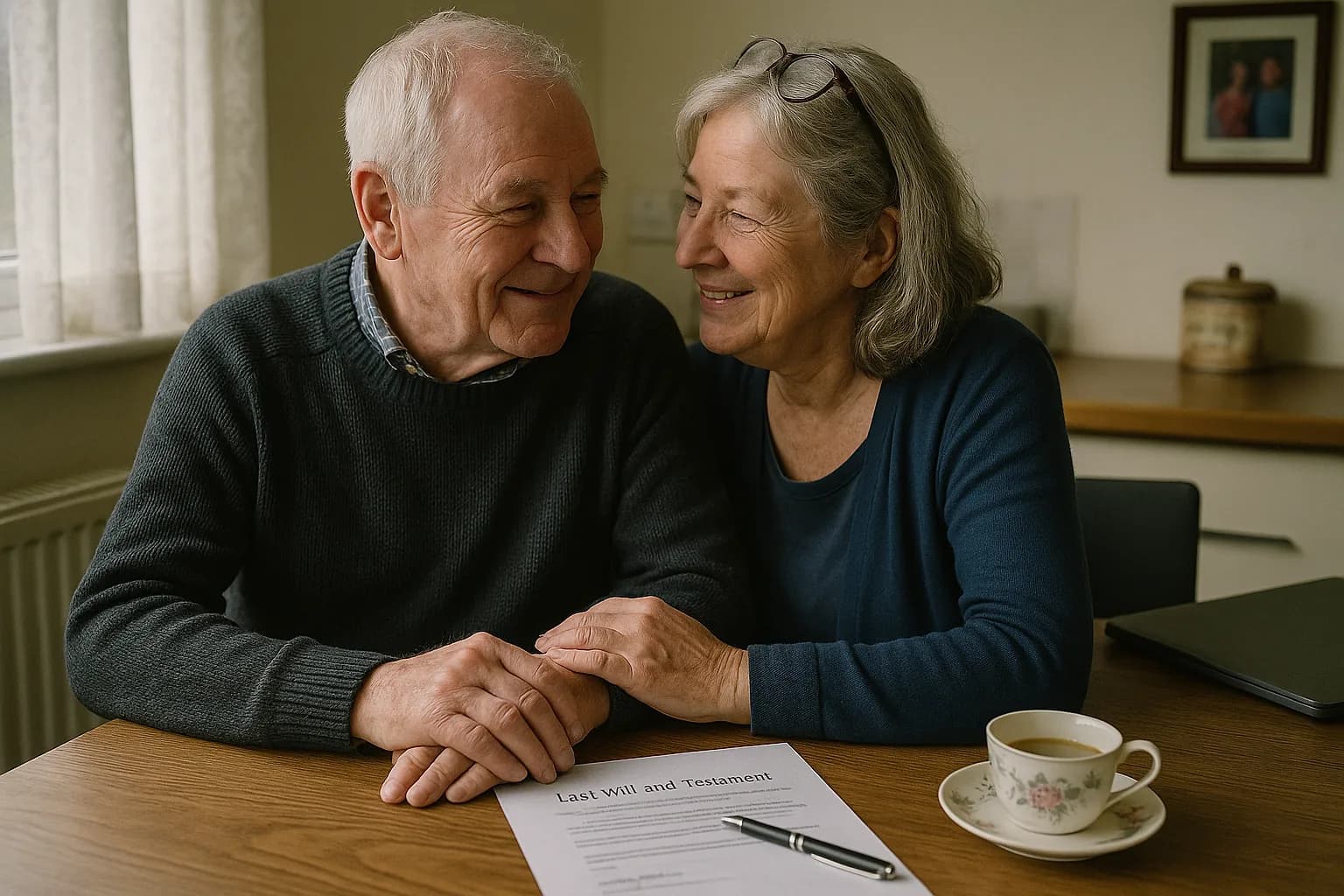 A person considering Will options at their home desk